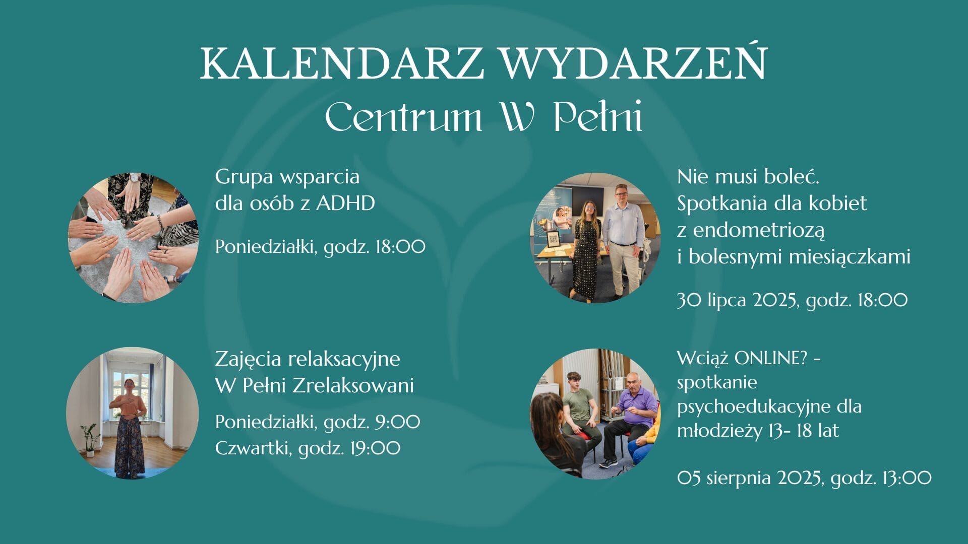 kalendarz wydarzeń w Centrum W Pełni